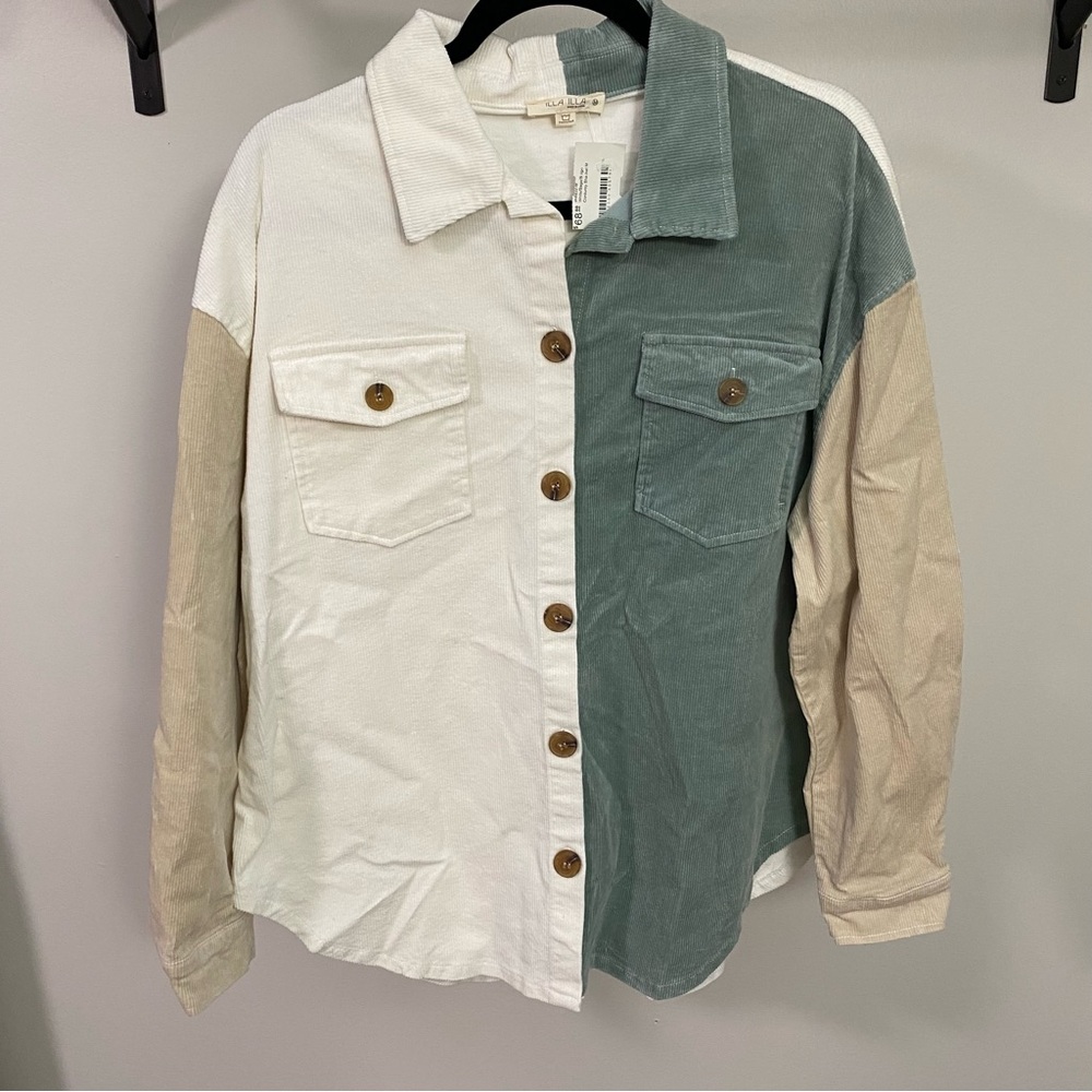 Colorblock Corduroy Shacket
